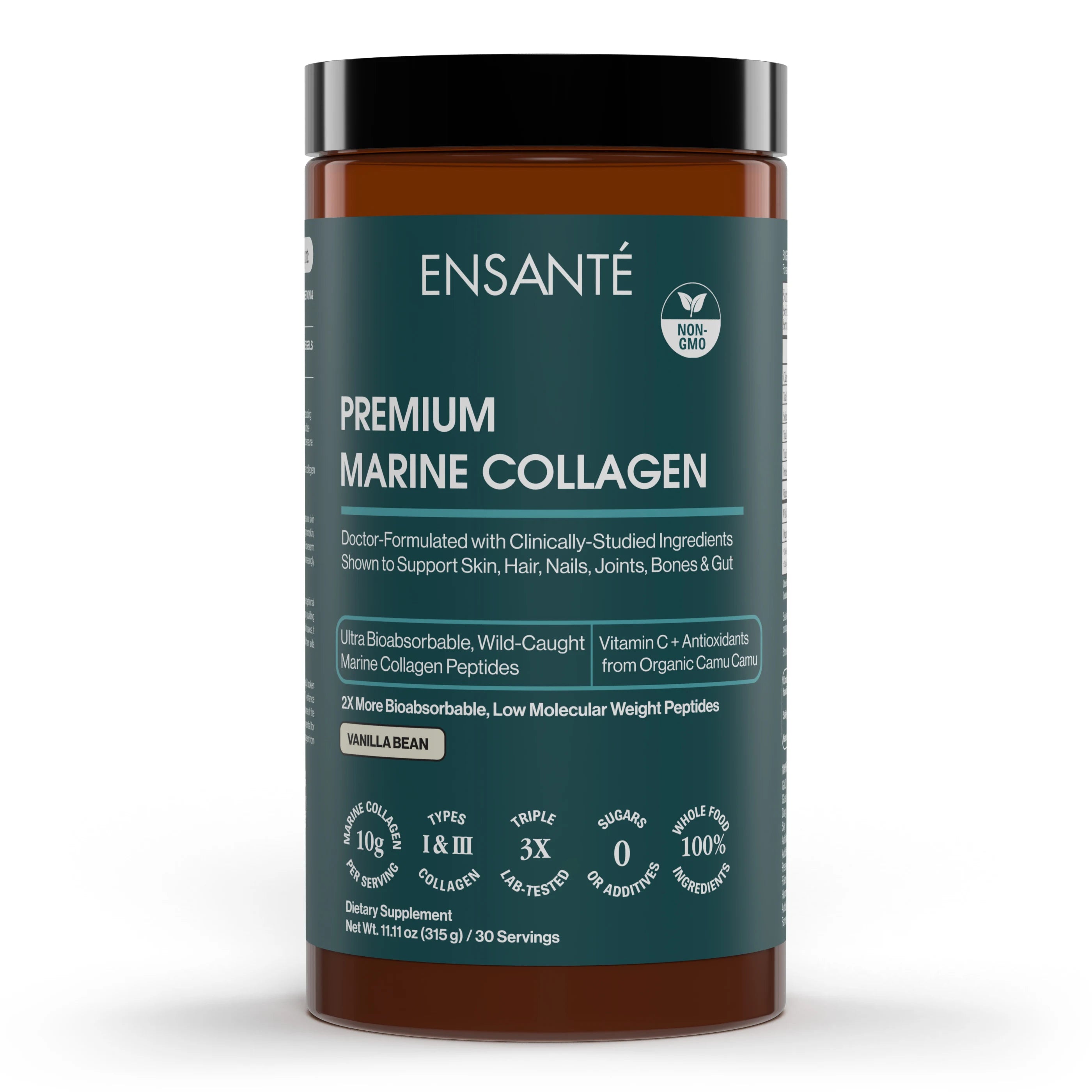 Premium Marine Collagen Peptides Powder, Organic Vanilla Bean