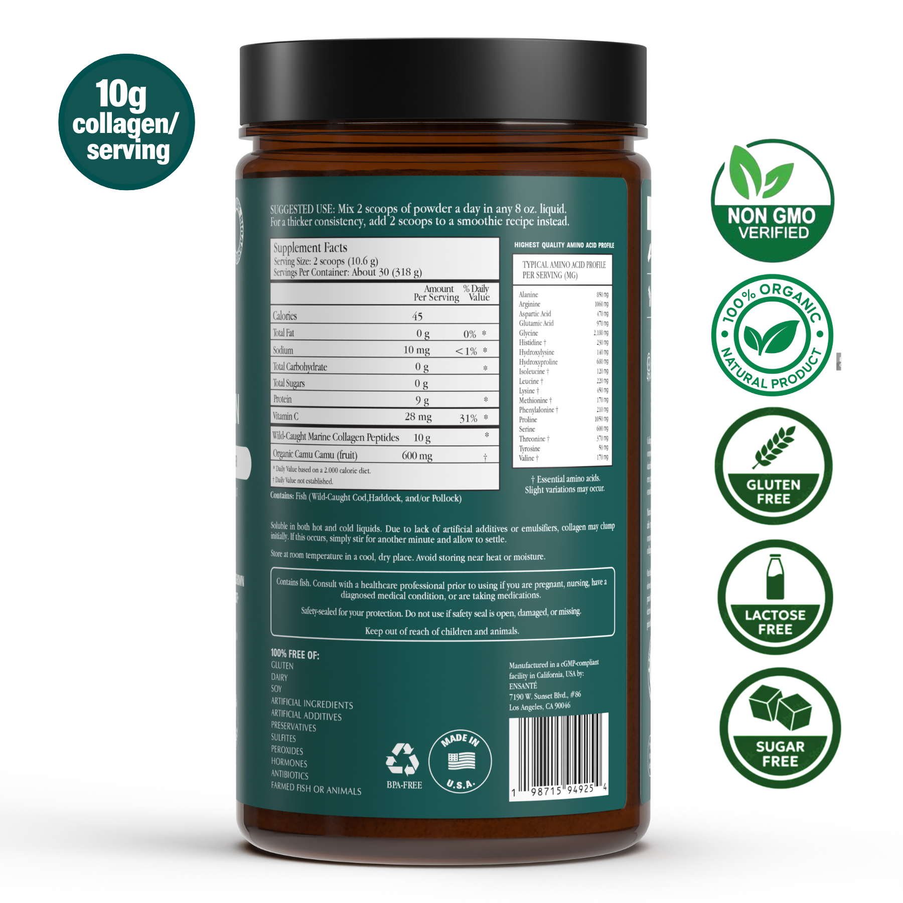 Premium Marine Collagen Peptides Powder, Unflavored (NEW) 11.22 oz