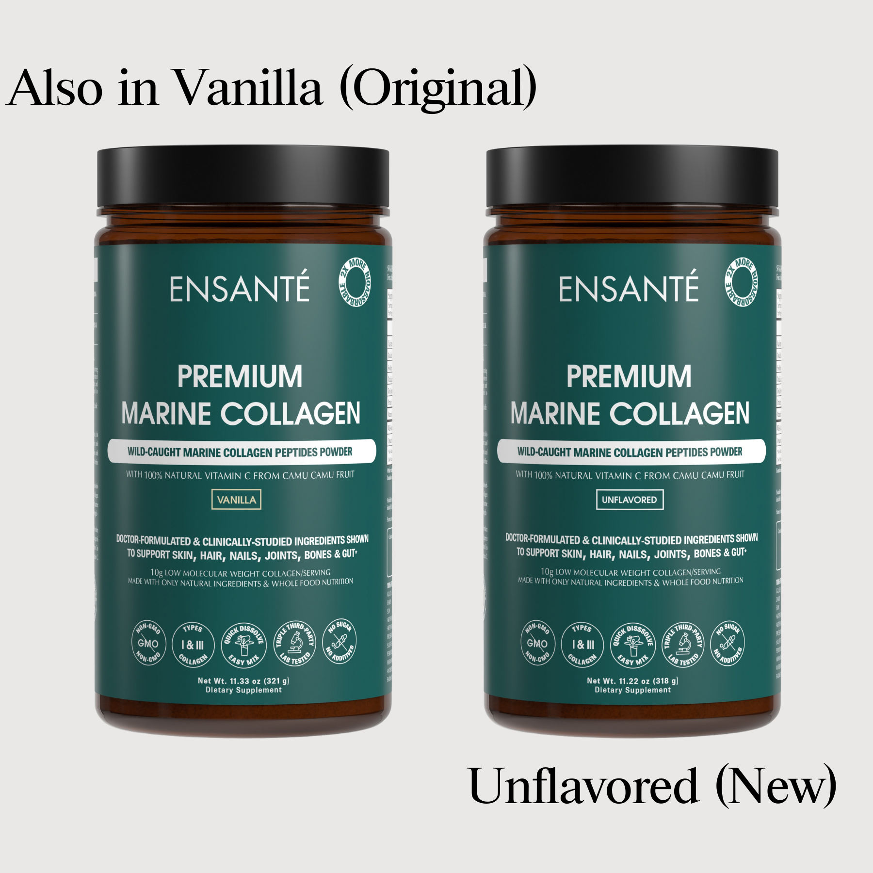 Premium Marine Collagen Peptides Powder, Organic Vanilla Bean