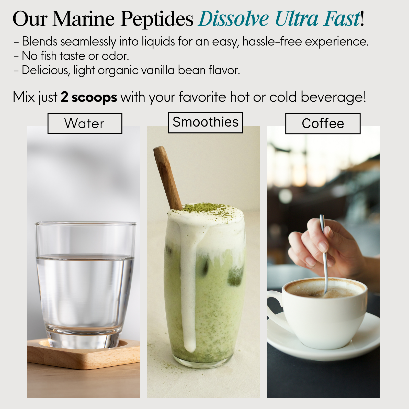 Premium Marine Collagen Peptides Powder, Organic Vanilla Bean